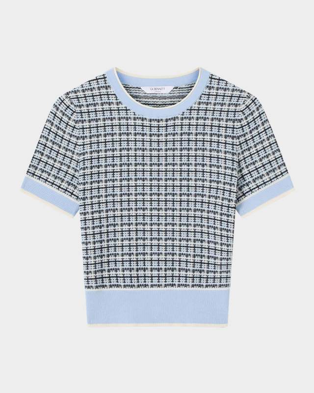 Honey Cropped Textural Plaid Top